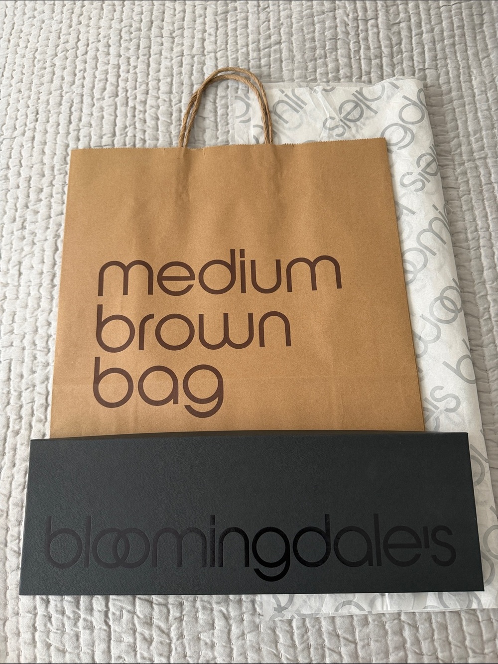 Bloomingdale's Medium Brown Paper Shopping Bag Box approx 5”x 14.25” gift wrap